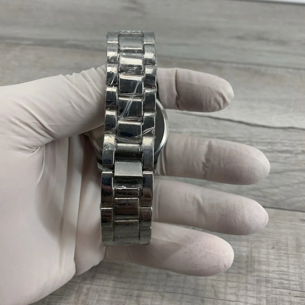 Rhinestone‎ Stainless Steel Big Round Woman's Watch Stainless Steel Bracelet